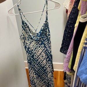 Zara Blue and White Tie-Dye Dress